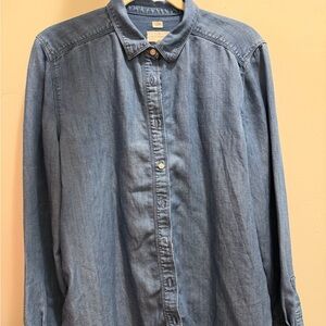 LOFT Softened Chambray Shirt in Denim Blue